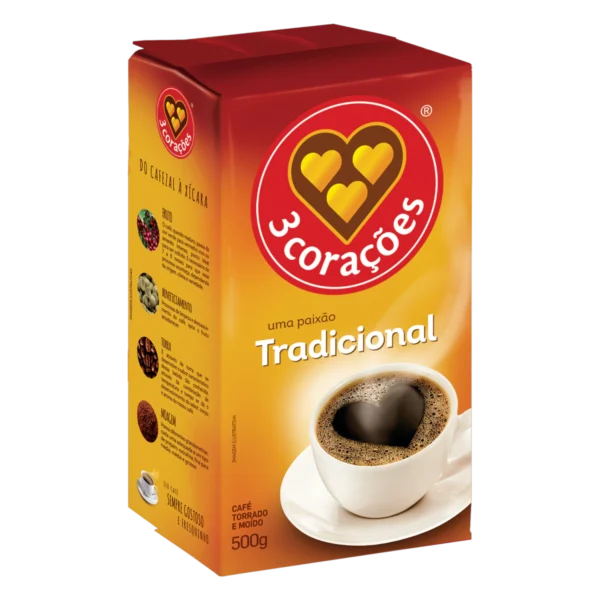 Café à Vácuo Torrado e Moído Tradicional 3 CORAÇÕES Caixa 500g